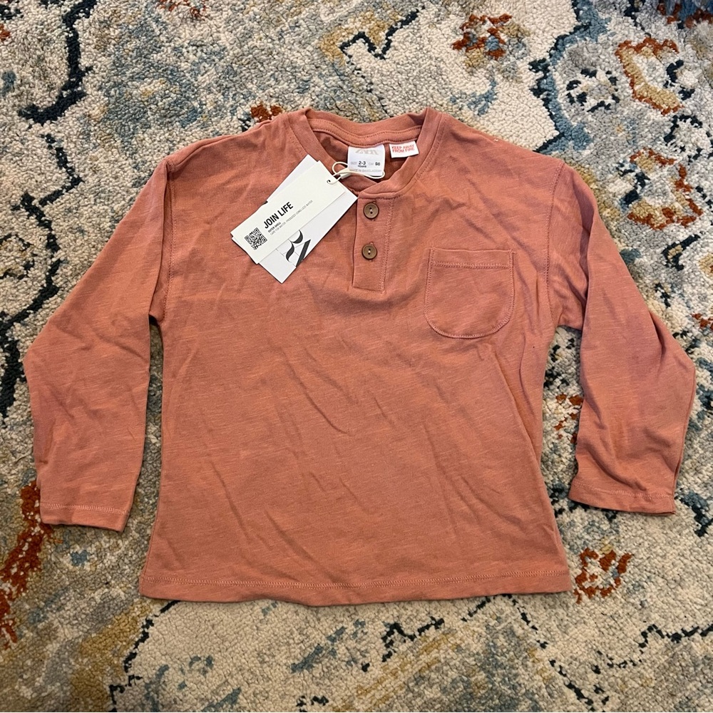 NWT Zara toddler long sleeve Henley tee